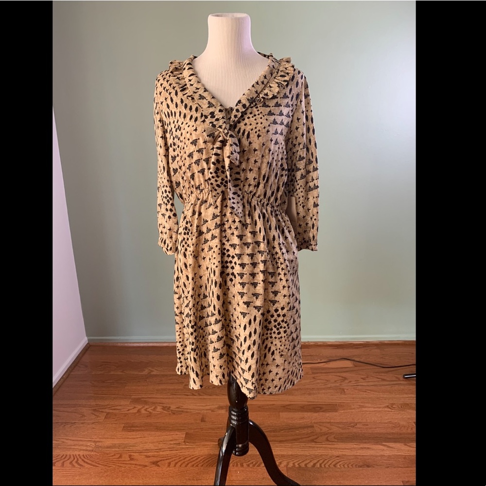 Dear Creatures Gina Dress in tan / black print